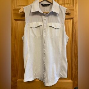 Under Armour Light Gray Sleeveless Button-Down Shirt
